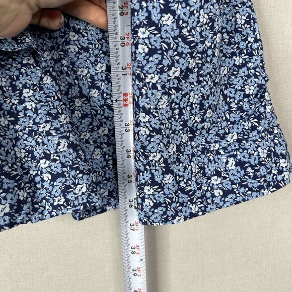 J.Crew Womens Dress Small Blue 100% Cotton Floral Puff Sleeve Belted Preppy Boho - Picture 4 of 15